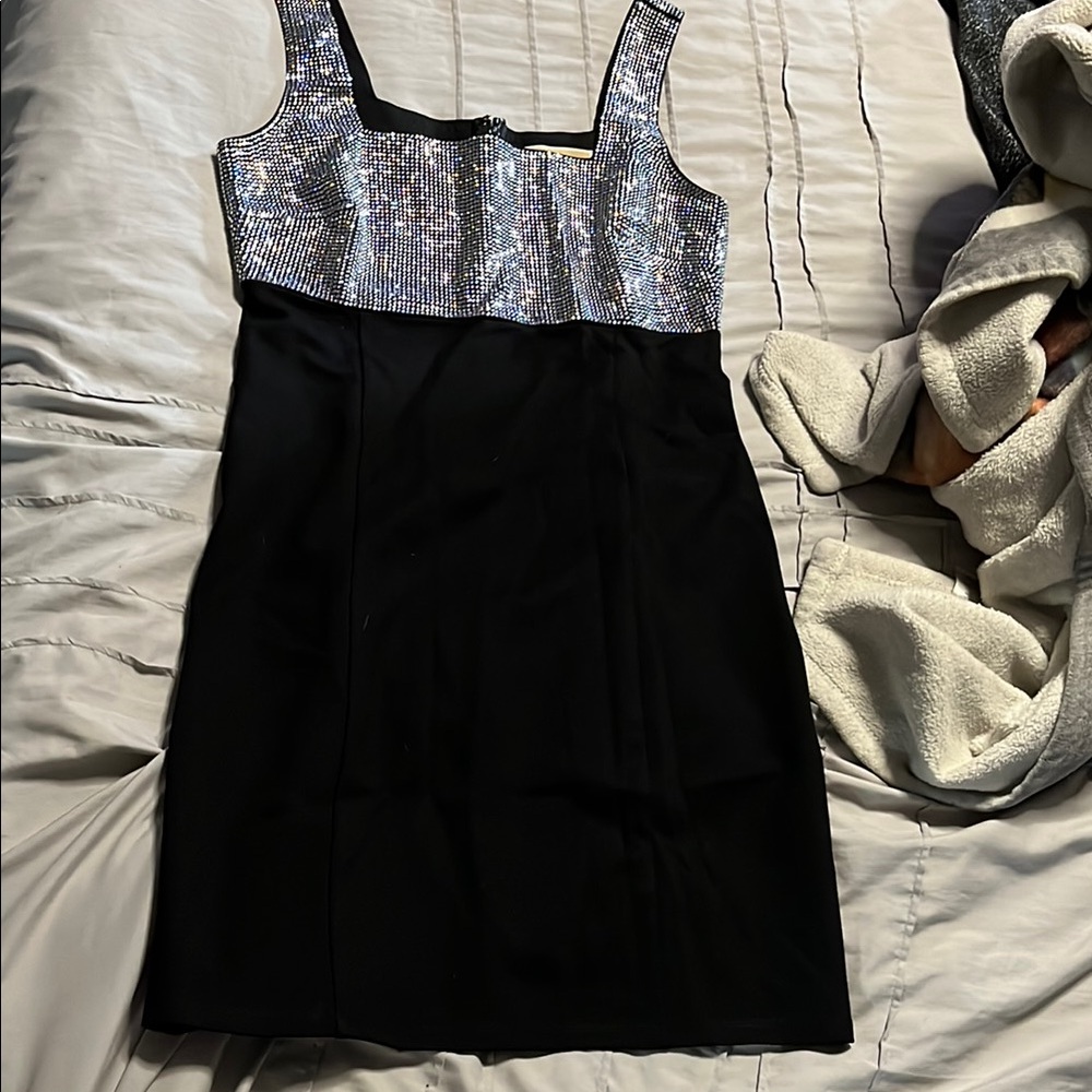 Michael Kors Silver and Black Mini Dress